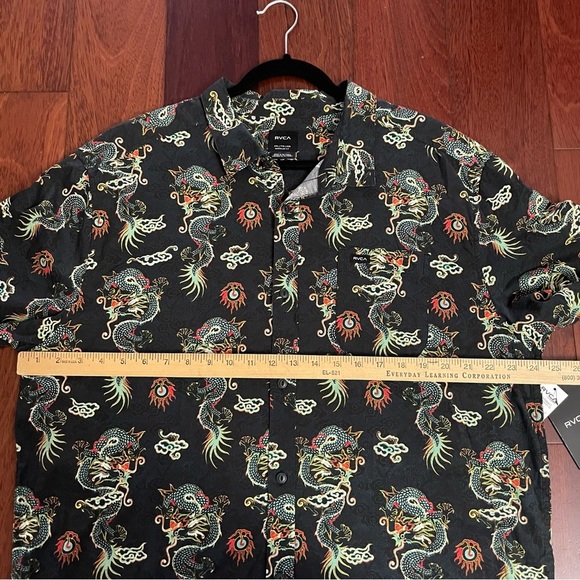 RVCA Neon Dragon Button Up Shirt Asian Artsy B18  Men's Sz XXL NWT B18 - Picture 10 of 13